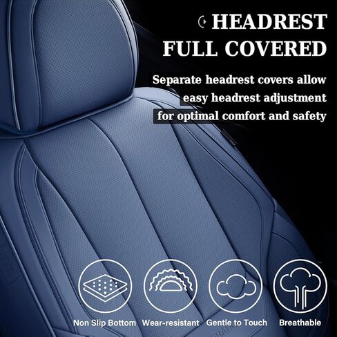 Coverado Automotive Seat Covers, Car Seat Covers Front Seats, Nappa Leather Blue Car Seat Cover, Waterproof Seat Cushion, 2 Pack Front Seat Covers Driver Seat Protector Fit for Most Cars SUV in Saudi Arabia
