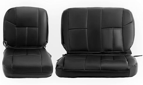 Kojem Seat Cover Replacement Compatible with 2007-2014 Chevrolet Silverado 1500 2500 3500 Extended Cab Front & Rear Black Synthetic Leather Full Set Seat Cover in Kuwait