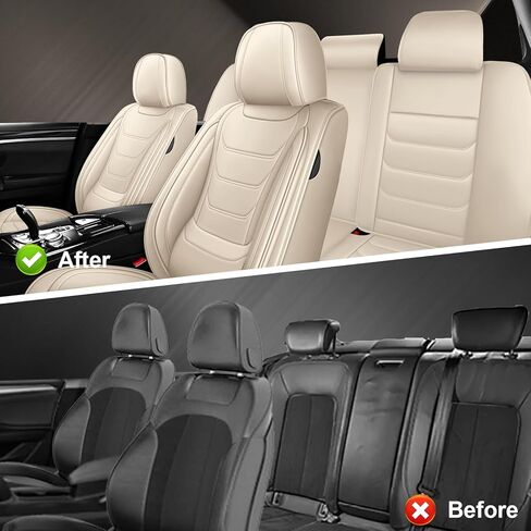 Car Seat Covers Custom Fit MINI Convertible 2013-2026, Waterproof Nappa Leather Car Seat Protector, Breathable Car Seat Cushion, Seat Covers for Car(5 Seats Standard/Beige) in Kuwait