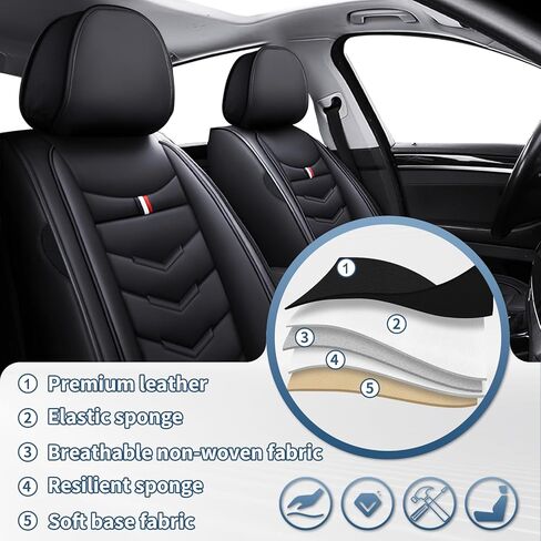 7 Seats Car Seat Covers for Chrysler Town & Country 2001-2016,Premium Nappa Leather Waterproof Car Seat Cover,Anti-Slip & Durable Car Seat Cover Full Set(Standard,Black) in Saudi Arabia