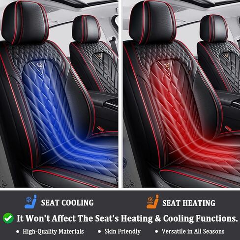 Car Seat Covers Front Seats for Volkswagen GTI 2003-2014, Anti-Slip Full Coverage Car Seat Covers, Waterproof Nappa Leather Car Seat Cover Sets(2 Seats/Black Red) in Saudi Arabia