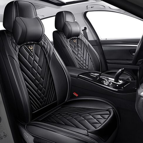 Car Seat Covers Front Seats for Volkswagen GTI 2003-2014, Anti-Slip Full Coverage Car Seat Covers, Waterproof Nappa Leather Car Seat Cover Sets(2 Seats/Black Red) in Saudi Arabia