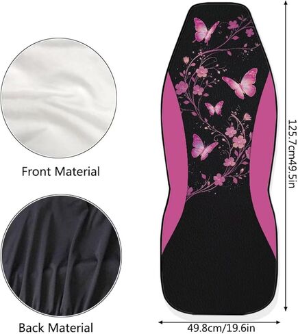 Pink Butterfly Car Seat Covers for Women Florals Car Seat Covers Set of 2 Removable Automotive Accessories Universal Fit for Most Cars SUVs and Sedans in Saudi Arabia