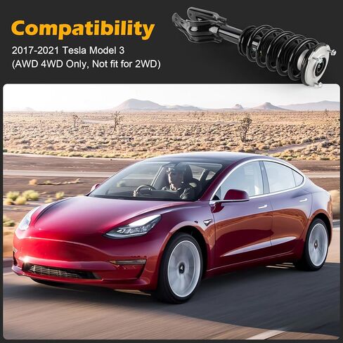 1044363-00-F دعامات تعليق ممتص الصدمات الجانبية للسائق الأمامي الأيسر Assys لـ 2017-2021 Tesla Model 3 AWD 4WD فقط (ليس للدفع الثنائي) يستبدل # 1044363-00-G in Kuwait