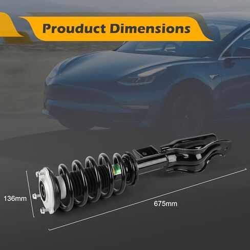 1044363-00-F دعامات تعليق ممتص الصدمات الجانبية للسائق الأمامي الأيسر Assys لـ 2017-2021 Tesla Model 3 AWD 4WD فقط (ليس للدفع الثنائي) يستبدل # 1044363-00-G in Kuwait