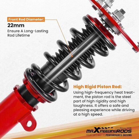 maxpeedingrods Coilovers لنيسان ألتيما سيدان L32 2007-2012، ألتيما كوبيه D32 2008-2013، لنيسان ماكسيما سيدان A35 2009-2014، طقم خفض تعليق كويلوفر قابل للتعديل باللون الأحمر in Kuwait