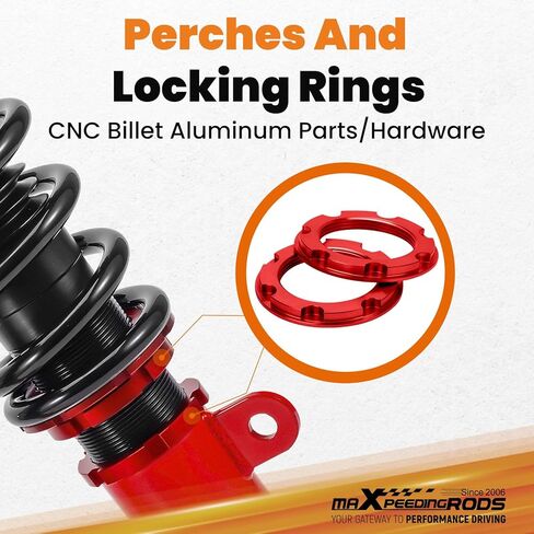 maxpeedingrods Coilovers لنيسان ألتيما سيدان L32 2007-2012، ألتيما كوبيه D32 2008-2013، لنيسان ماكسيما سيدان A35 2009-2014، طقم خفض تعليق كويلوفر قابل للتعديل باللون الأحمر in Kuwait