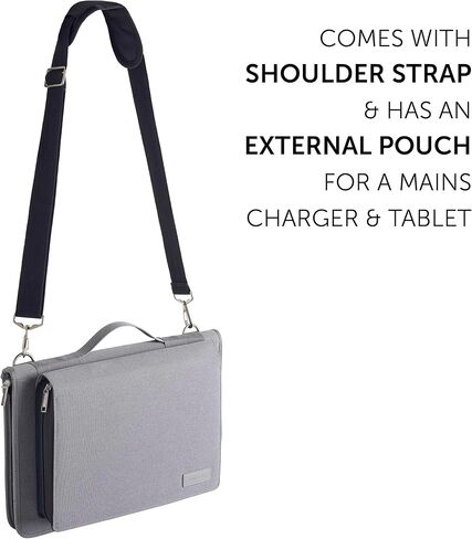Grey Leather Laptop Messenger Case - Compatible with Lenovo ThinkPad E16 Gen 2 16" Laptop in Kuwait