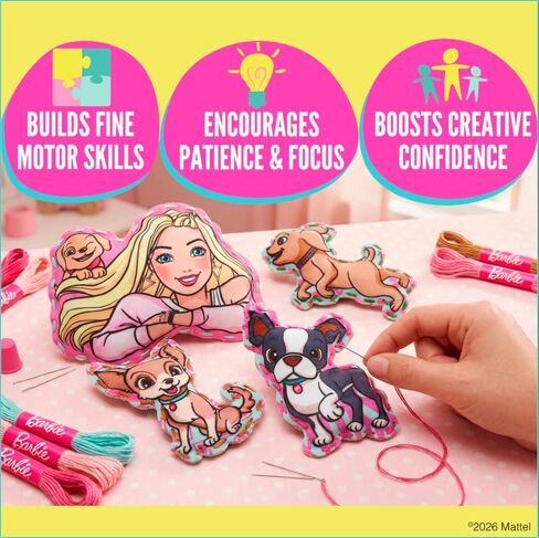 Barbie® Sewing Kit for Kids Ages 6-12 - Sew Your Own Puppy and Kitten Felt Pet Craft with Stuffing | Beginner Arts and Crafts Gift for Girls in Kuwait