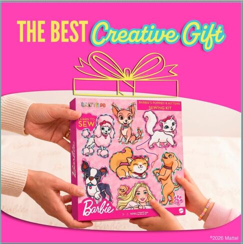 Barbie® Sewing Kit for Kids Ages 6-12 - Sew Your Own Puppy and Kitten Felt Pet Craft with Stuffing | Beginner Arts and Crafts Gift for Girls in Kuwait