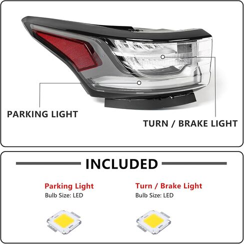 Huray Left LED Outer Tail Light Fit for Chevy Traverse 2018-2021, LH Taillight w/Redline Pkg OE Style Tail lamp Rear Brake Lamp Replacement for 84838458 GM2804131 Driver Side in Kuwait