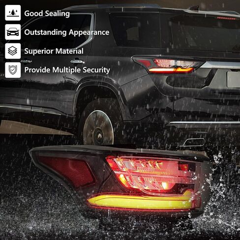 Huray Left LED Outer Tail Light Fit for Chevy Traverse 2018-2021, LH Taillight w/Redline Pkg OE Style Tail lamp Rear Brake Lamp Replacement for 84838458 GM2804131 Driver Side in Kuwait
