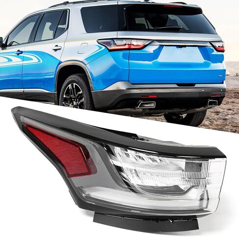 Huray Left LED Outer Tail Light Fit for Chevy Traverse 2018-2021, LH Taillight w/Redline Pkg OE Style Tail lamp Rear Brake Lamp Replacement for 84838458 GM2804131 Driver Side in Kuwait