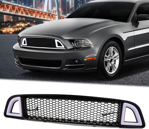 ANDPLAY Front Upper Hood Grille Grill w/DRL LED Accent Vent Lights Compatible with Ford Mustang 2013 2014 (Except Shelby Trims) DR3Z8200AB, FO1200590 in Saudi Arabia