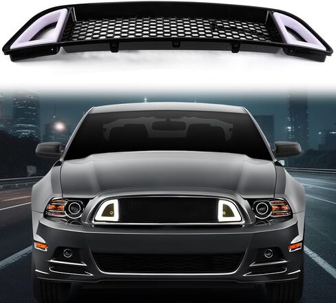ANDPLAY Front Upper Hood Grille Grill w/DRL LED Accent Vent Lights Compatible with Ford Mustang 2013 2014 (Except Shelby Trims) DR3Z8200AB, FO1200590 in Saudi Arabia