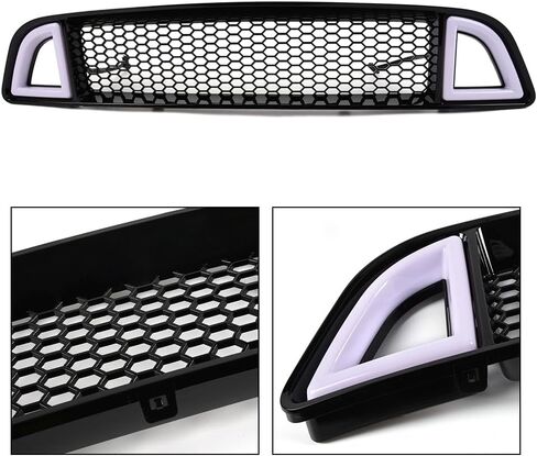 ANDPLAY Front Upper Hood Grille Grill w/DRL LED Accent Vent Lights Compatible with Ford Mustang 2013 2014 (Except Shelby Trims) DR3Z8200AB, FO1200590 in Saudi Arabia