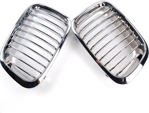 1 Pair Euro Style Front Kidney Grille Grill Chrome Compatible with 1998-2001 BMW E46 320i 323i 325i 328i 330i Sedan, Single Slat in Saudi Arabia