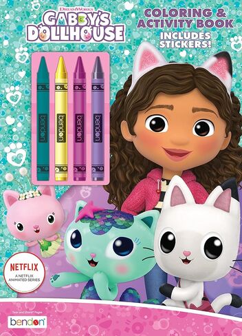 Gabby's Dollhouse Coloring Book with Stickers, 4 Crayons Included, 48 Pages, 53873 in Kuwait