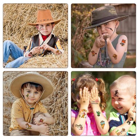Western Cowboy Temporary Tattoos, 120 Design Cowboy Tattoos, Cowboy Party Favors Western Rodeo Party Favor Bags Filler Baby Shower Boys Birthday Party Supplies For Boys in Kuwait