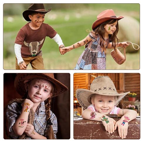 Western Cowboy Temporary Tattoos, 120 Design Cowboy Tattoos, Cowboy Party Favors Western Rodeo Party Favor Bags Filler Baby Shower Boys Birthday Party Supplies For Boys in Kuwait