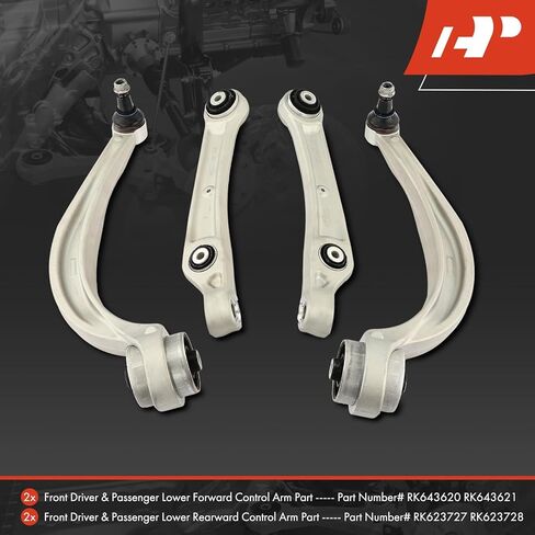 A-Premium Set of 4, Front Lower Forward and Rearward Control Arm with Ball Joint Compatible with Audi Q7 2017-2019, A8 Quattro 2019, Q8 2019, E-Tron Quattro 2019 in Kuwait