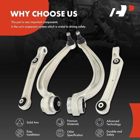 A-Premium Set of 4, Front Lower Forward and Rearward Control Arm with Ball Joint Compatible with Audi Q7 2017-2019, A8 Quattro 2019, Q8 2019, E-Tron Quattro 2019 in Kuwait