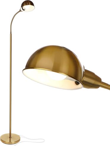 Brightech Regent LED Floor Lamp, Free Standing Corner Pole Light with Adjustable Gooseneck, Tall Bright Skinny Lamp for Office Desk, Living Room Sofa or Chair - Brass/Gold in Saudi Arabia