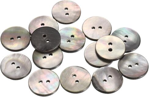 uxcell 15Pcs Natural Shell Button, 2 Hole 11.5mm Flat Mother of Pearl Buttons for Shirt Coats Suits Jacket Jeans Skirts DIY Sewing Crafts, Black/Silver in Kuwait