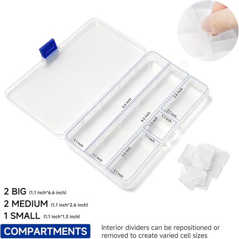 32 Pack 15 Grid Small Parts Organizer, Clear Box with Dividers, Mini Tackle Box Bulk, Bead Organizer for Jewelry Beads (6.69"x3.94"x0.91") in Saudi Arabia