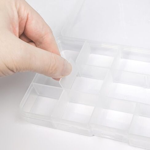 32 Pack 15 Grid Small Parts Organizer, Clear Box with Dividers, Mini Tackle Box Bulk, Bead Organizer for Jewelry Beads (6.69"x3.94"x0.91") in Saudi Arabia