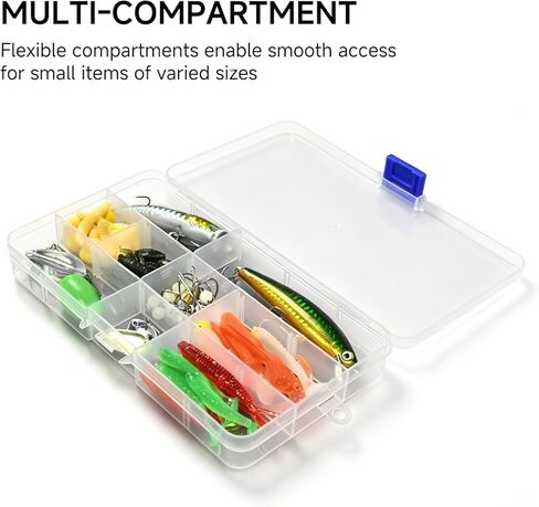 32 Pack 15 Grid Small Parts Organizer, Clear Box with Dividers, Mini Tackle Box Bulk, Bead Organizer for Jewelry Beads (6.69"x3.94"x0.91") in Saudi Arabia