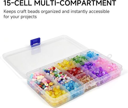 32 Pack 15 Grid Small Parts Organizer, Clear Box with Dividers, Mini Tackle Box Bulk, Bead Organizer for Jewelry Beads (6.69"x3.94"x0.91") in Saudi Arabia