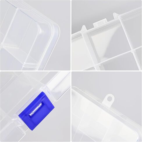 32 Pack 15 Grid Small Parts Organizer, Clear Box with Dividers, Mini Tackle Box Bulk, Bead Organizer for Jewelry Beads (6.69"x3.94"x0.91") in Saudi Arabia
