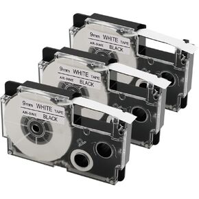 Replace for Casio Label Maker Tape 9mm Xr-9we2s Xr9we2s 3/8" Black On White Label It Tape Cartridge Compatible with Casio EZ Label Printers Kl-60 Kl-780 Kl750b Kl-100 Kl750 Kl7200, 3-Pack in Kuwait
