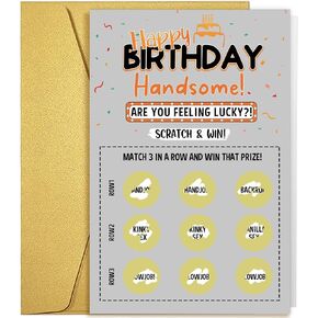 Qiliji Funny Birthday Card for Him, Naughty Scratch Off Birthday Card for Husband Boyfriend Fiance, Rude Bday Card, Scratch & Match 3 In A Row And Win That Prize in Kuwait
