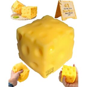 Jumbo Cheese Squishy Big Giant Large Cube Block Slow Rising Squeeze Toy squeezable Stress Relief Rebounding Sensory Fidget for Kids Adults Yellow Soft Rebound Novelty Gift Cute Party Favors (2.4in) in Saudi Arabia