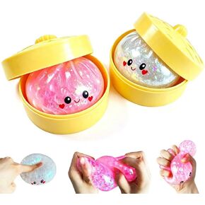 2 Packs Glitter Dumpling Squishy Toys, Dumplings Squeeze Stress Anxiety Relief for Kids & Adults, Dumpling Squishies Sensory Fidget Toy Gift for Boys,Girls,Teens in Saudi Arabia