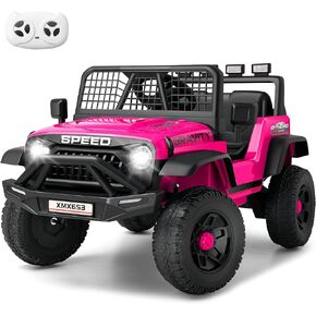 Hikole 24V Kids Ride On Toys with Parental Remote Control, 3 Speeds, Bluetooth, Music, LED Lights, Shock Absorption, Safety Belt, 110LBS Weight Capacity, Pink Power Wheel for Boys Girls 3-5 in Saudi Arabia