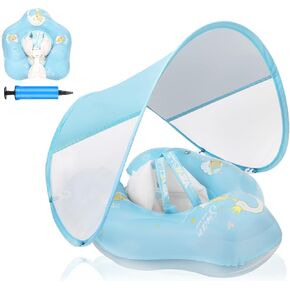 LOOWARTS Baby Pool Float with Canopy Inflatable Baby Floatie with UPF50+ Sun Protection Infant Pool Float Swim Float with Safety Seat for Toddler from 3-36 Months in Saudi Arabia