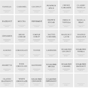 36PCS Transparent Coffee Syrup Labels Stickers, Minimalist Clear Waterproof Decals for Coffee Bar Kitchen Syrup Bottle Dispenser Organization(2.5"x2.5") in Saudi Arabia