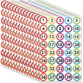 600 Pcs Number Stickers 1-40 Dot Consecutive Number Labels 1 Inch Dot Numbers Labels Colored Numbers Decals Self-Adhesive Water Tear Resistant Removable for Storage Boxes Cabinets Bookshelves in Saudi Arabia