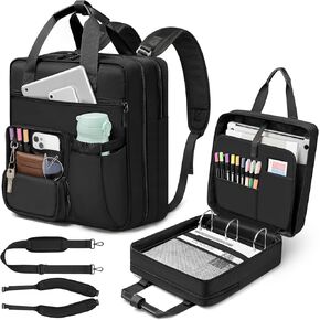 3 Inch Zipper Binder 3 Ring, D-Ring School Binder Organizer Holds 700 Sheets, Multi-Pocket Zippered Binder Bag with Backpack Straps & Shoulder Strap, Fits 15.6-Inch Laptop in Saudi Arabia