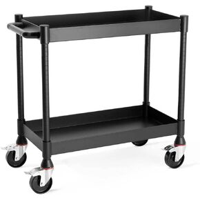 Luxor UCMT012 MightyHaul Heavy-Duty Utility Cart, 34" x 18" 2-Shelf Steel Rolling Cart with 1,200 lb Capacity, Reversible Flat/Tub Shelves & Locking Swivel Casters in Saudi Arabia