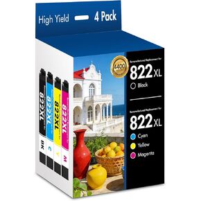 822XL 822 Remanufactured Replacement for 822XL Ink Cartridges for 822XL Printer Ink for 822 822 XL T822 with Workforce Pro WF-4830 WF-4833 WF-4820 WF-4834 WF-3823 Printer（4 Pack） in Saudi Arabia
