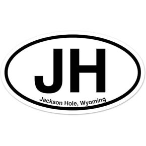 JH Jackson Hole Wyoming WY Oval Vinyl Car Bumper Window Sticker 3" x 2" in Kuwait