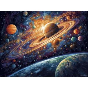 MIJVFNB Universe Saturn Planets Art 11CT Counted Cross Stitch Kits Color Printed Stamped Cross-Stitch Supplies Needlework Printed Embroidery Kits DIY Kits Needlepoint Starter Kits, 12x16 inch in Kuwait