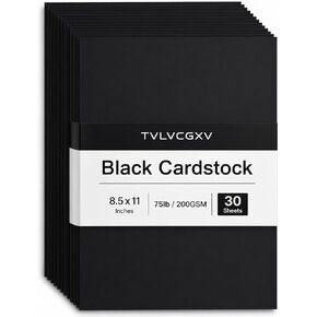 Black Cardstock 8.5 x 11-30 Sheets Premium 75lb/200GSM Black Card Stock, Heavyweight Printer Paper for Invitations, DIY Crafting, Scrapbooking, Art & School Supplies in Kuwait