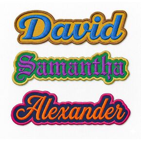 Custom Name Patch Embroidered – Personalized Text – Sizes 2" to 11" – Iron On, Sew On, or Hook & Loop – Name Tag for Uniform, Work Shirt, Hat, Backpack – Gift for Birthday, Christmas in Kuwait