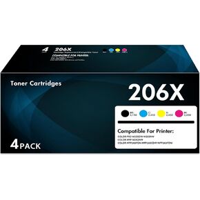 206X Toner Cartridges 4-Pack Set | Compatible for HP 206X High Yield W2110X 206A W2110A with Chip for Color LaserJet MFP M283fdw M283cdw M283 Pro M255dw M255 Printer (Black Cyan Yellow Magenta) in Saudi Arabia