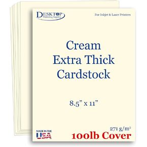 100 Sheets 8.5" x 11" Cream Cardstock Paper – Extra Thick 100lb Cover (271 gsm) Heavyweight Matte Card Stock for Inkjet & Laser Printers – Ideal for Invitations, Menus, Posters & Presentation Covers in Kuwait